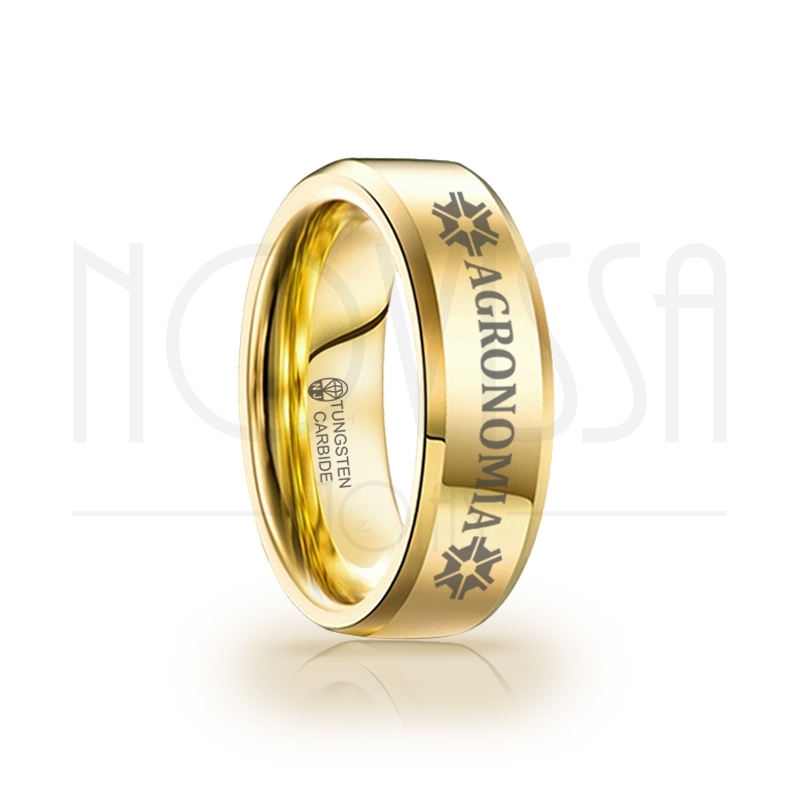 imagem AGRONOMIA - GOLD EDITION EDGE - ANEL DE TUNGSTÊNIO MAGNETIZADAS A OURO 18K