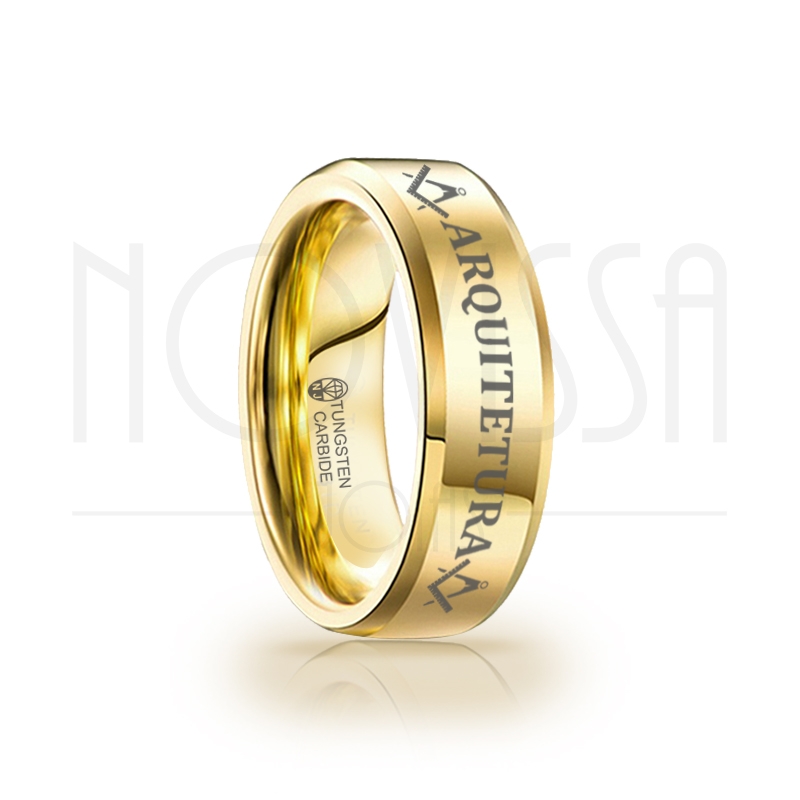 imagem ARQUITETURA - GOLD EDITION EDGE - ANEL DE TUNGSTÊNIO MAGNETIZADAS A OURO 18K