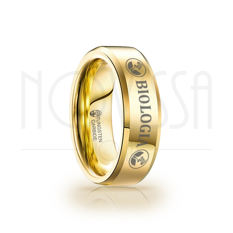 imagem BIOLOGIA  - GOLD EDITION EDGE - ANEL DE TUNGSTÊNIO MAGNETIZADAS A OURO 18K