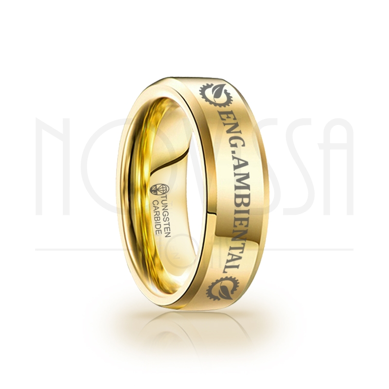 imagem ENG AMBIENTAL - GOLD EDITION EDGE - ANEL DE TUNGSTÊNIO MAGNETIZADAS A OURO 18K