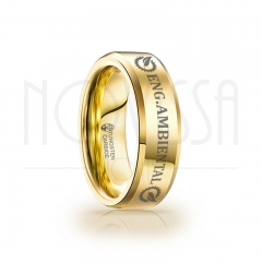 imagem ENG AMBIENTAL - GOLD EDITION EDGE - ANEL DE TUNGSTÊNIO MAGNETIZADAS A OURO 18K