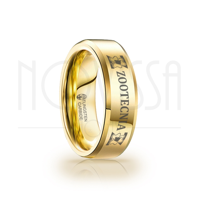 imagem ZOOTECNIA - GOLD EDITION EDGE - ANEL DE TUNGSTÊNIO MAGNETIZADAS A OURO 18K