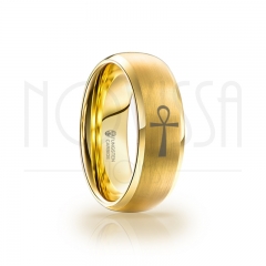 imagem ANKH ANEL MAGNETIZADO A OURO 18K COM ACABAMENTO FOSCO