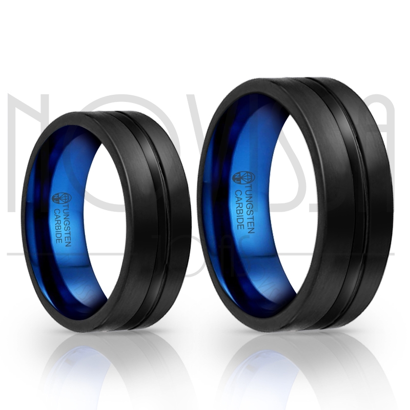 imagem DARK BLUE - ALIANÇAS DE TUNGSTÊNIO COM ACABAMENTO PRETO FOSCO E AZUL DE ALTO BRILHO