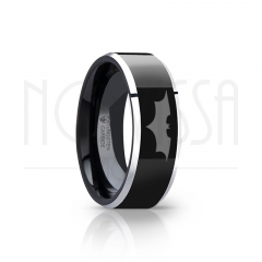 imagem BATMAN - BLACK SHINE EDGE EDITION - ANEL DE TUNGSTÊNIO COM ACABAMENTO DE ALTO BRILHO