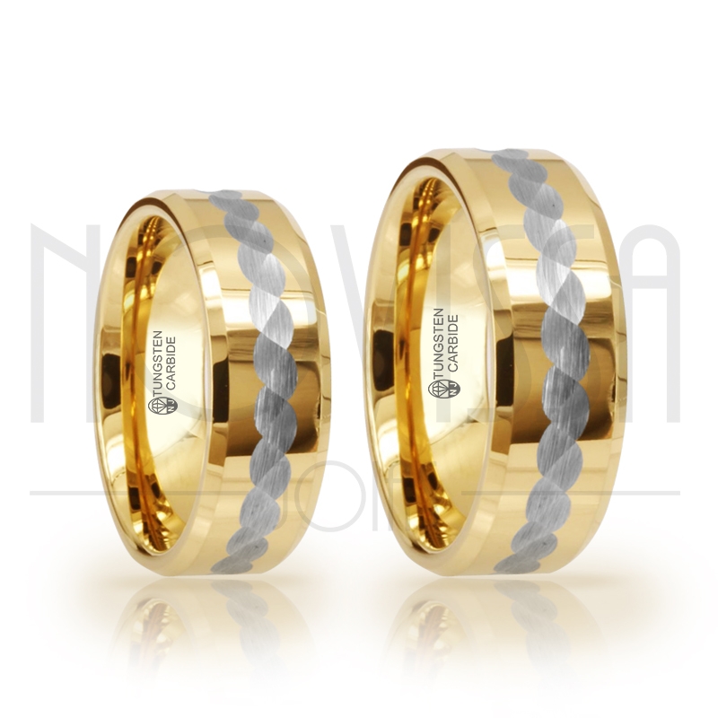 imagem INFINITY SQUARE EDGE- ALIANÇA PREMIUM EM TUNGSTÊNIO MAGNETIZADA A OURO 18K