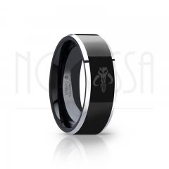 imagem CLAN MANDALORIAN - BLACK SHINE EDGE EDITION - ANEL DE TUNGSTÊNIO COM ACABAMENTO DE ALTO BRILHO