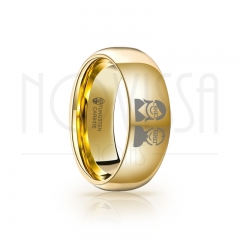 imagem MULHER DE OCULOS COM HOMEM DE OCULOS - ANEL DE TUNGSTÊNIO MAGNETIZADAS A OURO 18K - ACABAMENTO DE ALTO BRILHO