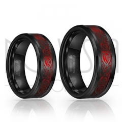 imagem RED FIBRA EDITION - LUXUOSA ALIANÇA DE TUNGSTÊNIO COM INLAY DE FIBRA