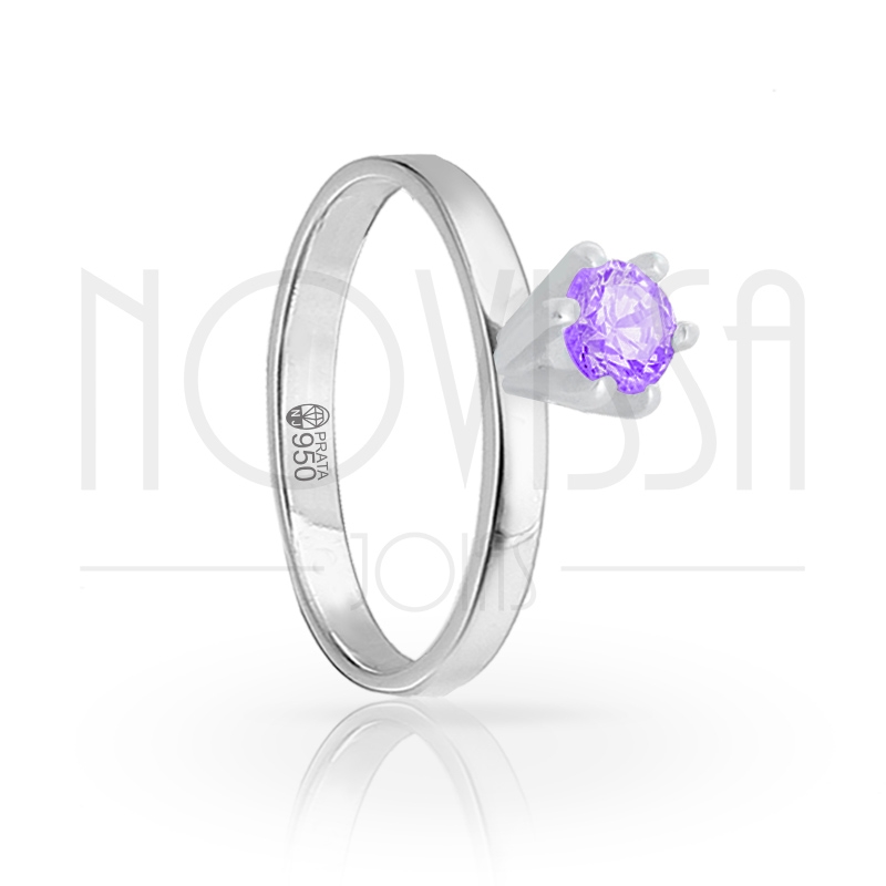 imagem VIOLETA - ANEL DE PRATA 950 COM LINDO CRISTAL DE SWAROVSKI