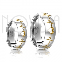 imagem LOVE LINE - ALIANÇAS DE PRATA 950, COM/SEM SWAROVSKI, ACABAMENTO EM ALTO BRILHO COM OURO 18K