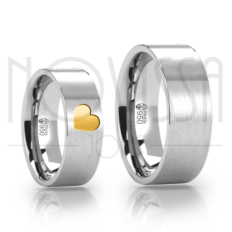 imagem MY LOVE IS YOURS - ALIANÇAS DE PRATA 950, ACABAMENTO FOSCO COM OURO 18K