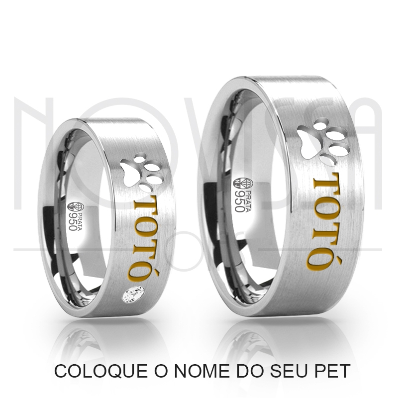 imagem PET - ANEL DE PRATA 950, COM ACABAMENTO FOSCO E SWAROVSKI