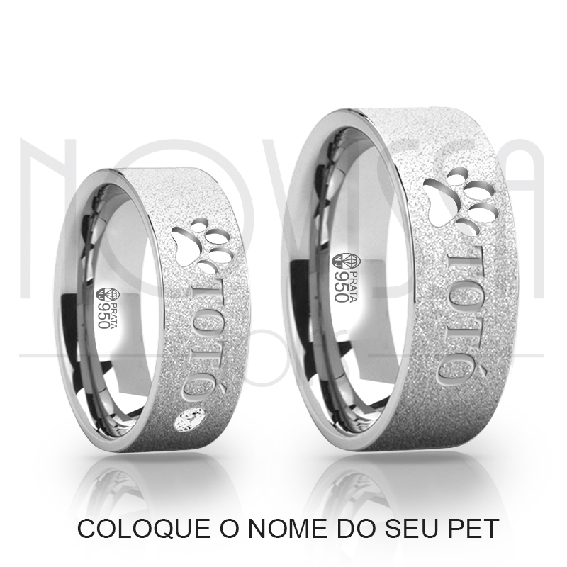 imagem PET - ANEL DE PRATA 950, COM ACABAMENTO DIAMANTADO E SWAROVSKI