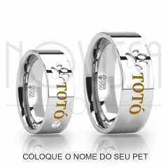 imagem PET - ALIANÇAS DE PRATA 950, COM SWAROVSKI E ACABAMENTO ALTO BRILHO COM OURO 18K