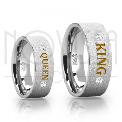 imagem  KING AND QUEEN - ALIANÇAS DE PRATA 950 COM/SEM SWAROVSKI, ACABAMENTO DIAMANTADO COM OURO 18K