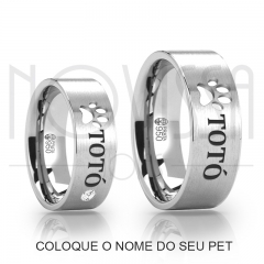 imagem LOVE PET - ALIANÇAS DE PRATA 950 COM/SEM SWAROVSKI, ACABAMENTO FOSCO