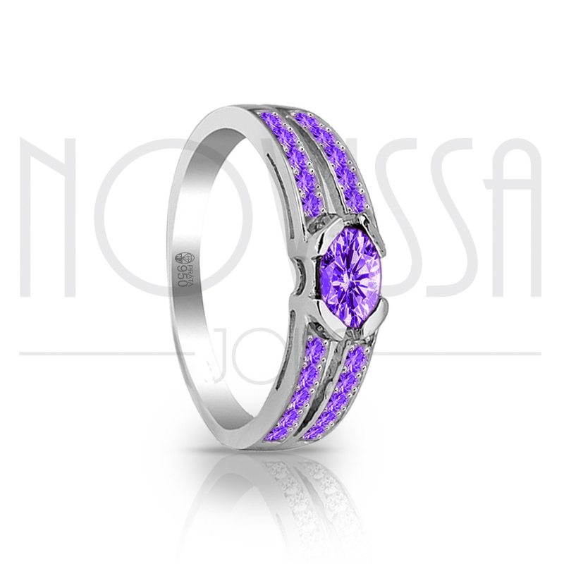 imagem VIOLETA - ANEL DE PRATA 950 COM LINDOS CRISTAIS DE SWAROVSKI