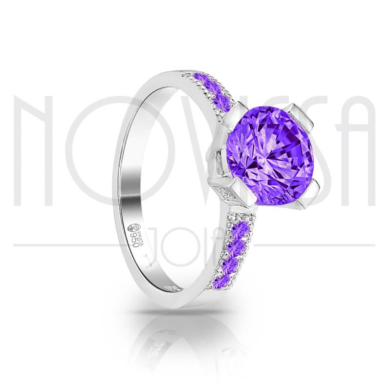 imagem VIOLETA - ANEL DE PRATA 950 COM LINDOS CRISTAIS DE SWAROVSKI