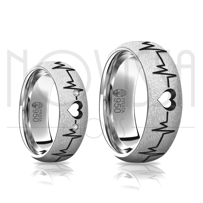 imagem LOVE LINE - ALIANÇAS DE PRATA 950, COM/SEM SWAROVSKI, ACABAMENTO DIAMANTADO COM DETALHE BLACK