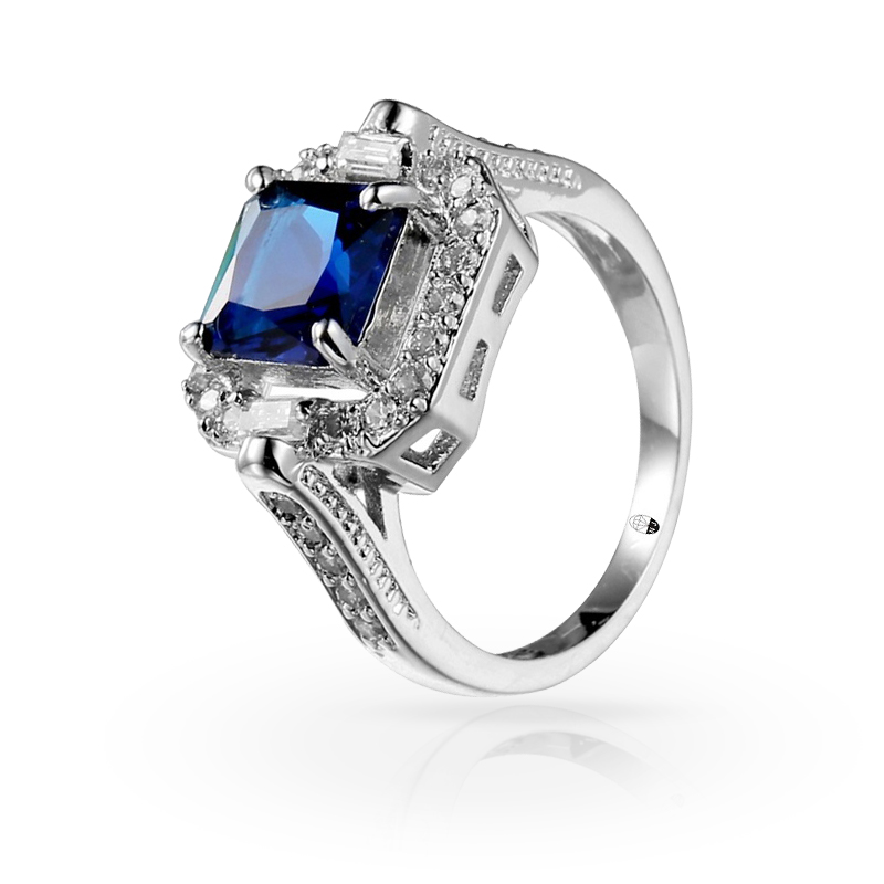 imagem #DARK BLUE# ANEL FOLHEADO A PRATA 925S COM UM LINDO CRISTAL AZUL ESCURO DE SWAROVSKI