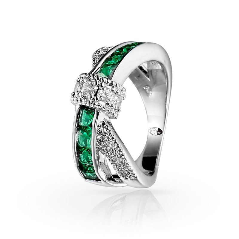 imagem #BRIDGE# ANEL FOLHEADO A PRATA 925S COM LINDOS CRISTAIS DE SWAROVSKI DESIGN #CÉU VERDE#