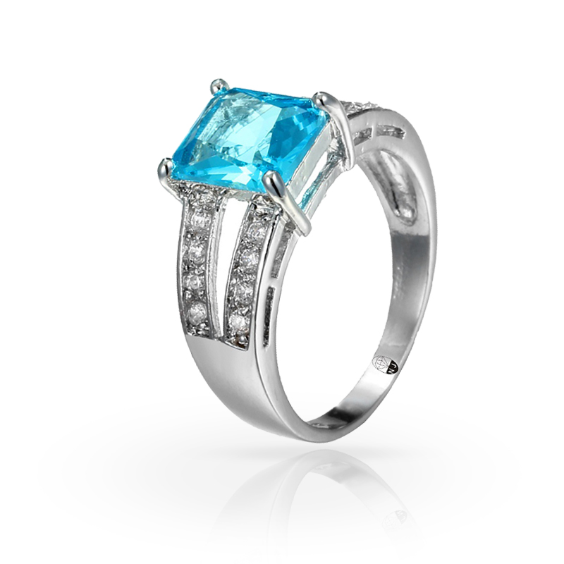 imagem #BLUE HEAVEN# LUXUOSO ANEL FOLHEADO A PRATA 925S COM UM LINDO CRISTAL AZUL DE SWAROVSKI