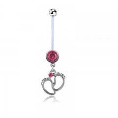 imagem PEZINHO - PIERCING DE AÇO CIRURGICO (GRÁVIDA) COM CRISTAIS COR DE ROSA