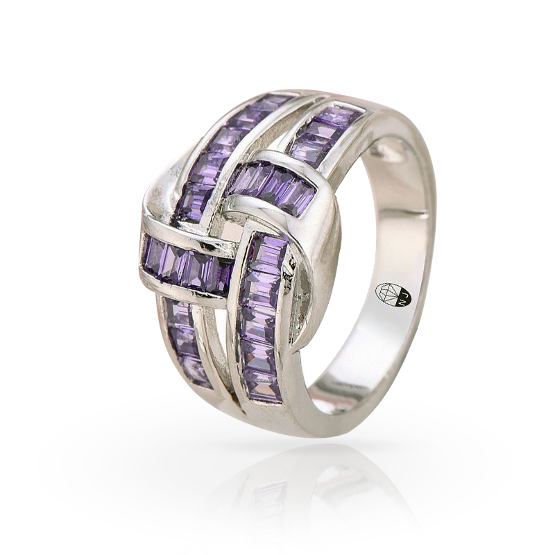 imagem #BOUNDED WITH PURPLE # ANEL FOLHEADO A PRATA 925S COM LINDOS CRISTAIS DE SWAROVSKI ROXOS