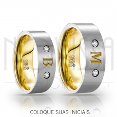 imagem ALIANÇAS DE PRATA 950, COM/SEM SWAROVSKI E ACABAMENTO FOSCO COM OURO 18K