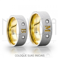 imagem ALIANÇAS DE PRATA 950, COM/SEM SWAROVSKI E ACABAMENTO DIAMANTADO COM OURO 18K