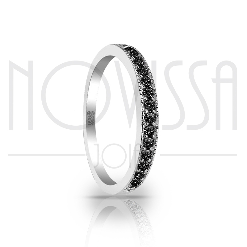 imagem TULIPA NEGRA - ANEL DE PRATA 950 COM LINDO CRISTAL DE SWAROVSKI