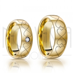 imagem LOVELY - ALIANÇA DE TUNGSTÊNIO MAGNETIZADAS A OURO 18K COM CRISTAL SWAROVSKI,  ACABAMENTO DE ALTO BRILHO