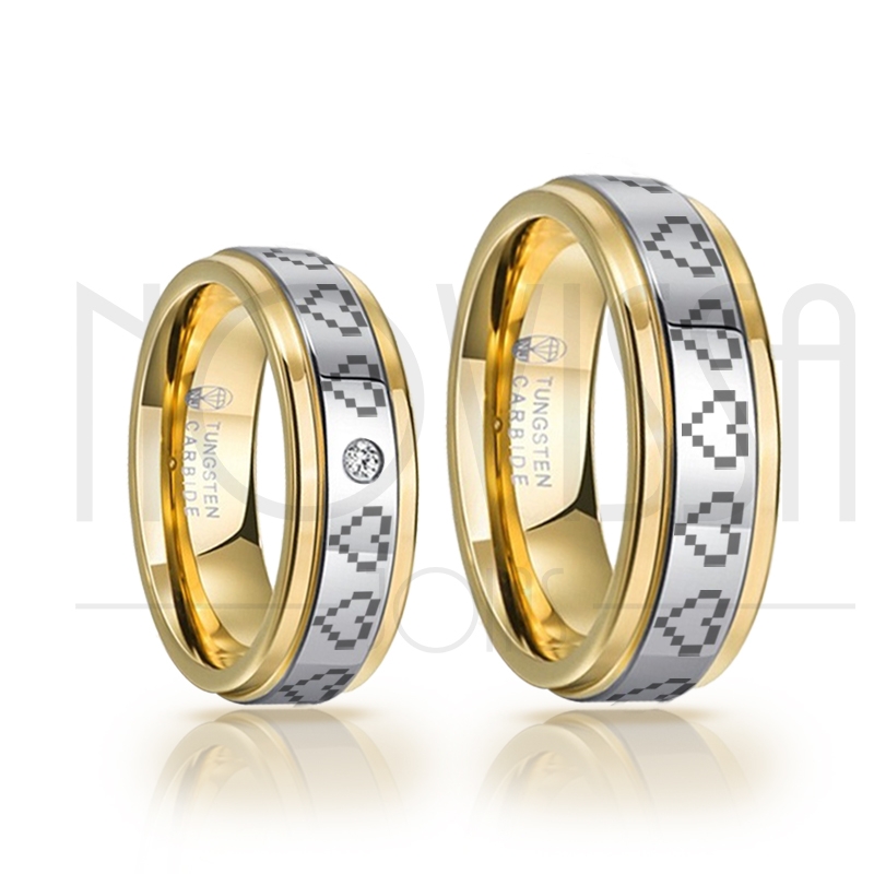 imagem LOVE GAME ALIANÇAS DE TUNGSTÊNIO MAGNETIZADA A OURO 18K COM OU SEM SWAROVSKI,  ACABAMENTO DE ALTO BRILHO