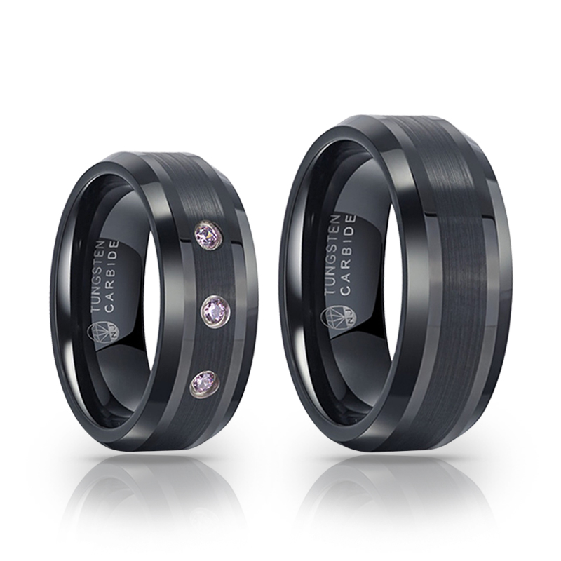 imagem SPECIAL EDITION BLACK - ALIANÇA DE TUNGSTÊNIO COM OU SEM CRISTAIS DE SWAROVSKI #PINK#