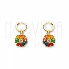 imagem ARGOLINHA COLORFUL FLOWER - BRINCO FOLHEADO Á OURO 18K