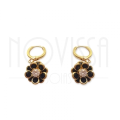 imagem ARGOLINHA BLACK FLOWER- BRINCO FOLHEADO Á OURO 18K