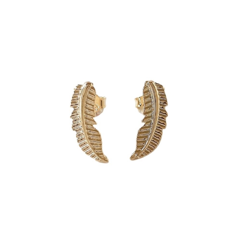 imagem FEATHER - BRINCO FOLHEADO Á OURO 18K