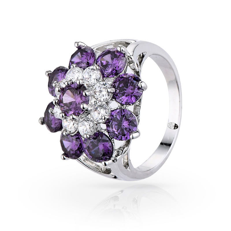 imagem #PURPLE FLOWER# ANEL FOLHEADO A PRATA 925S COM LINDOS CRISTAIS DE SWAROVSKI #FLOR ROXA#