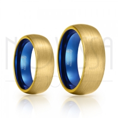 imagem HÓRUS - ALIANÇA DE TUNGSTÊNIO MAGNETIZADA A OURO 18K COM ACABAMENTO FOSCO E AZUL DE ALTO BRILHO