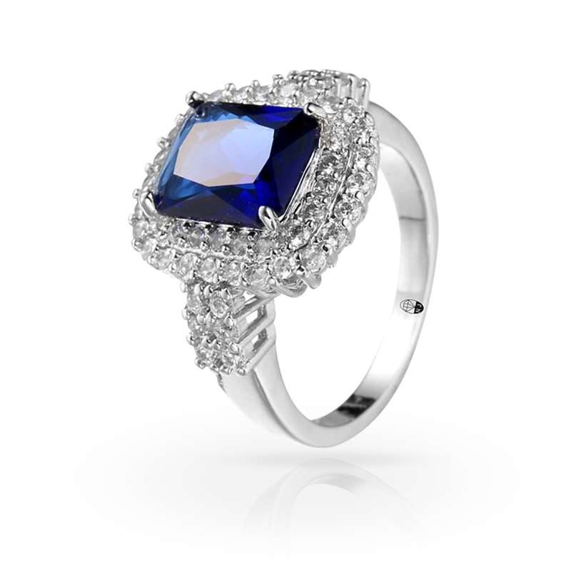 imagem #BLUE RUBI# ANEL FOLHEADO A PRATA 925S COM UM LINDO CRISTAL DE SWAROVSKI #RUBI AZUL#