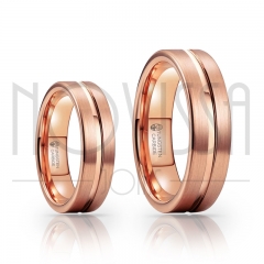 imagem ALIANÇA DE TUNGSTÊNIO MAGNETIZADO A OURO ROSE COM ACABAMENTO FOSCO