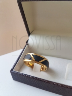 imagem ALIANÇAS DE TUNGSTÊNIO MAGNETIZADAS A OURO 18K, ACABAMENTO PRETO FOSCO