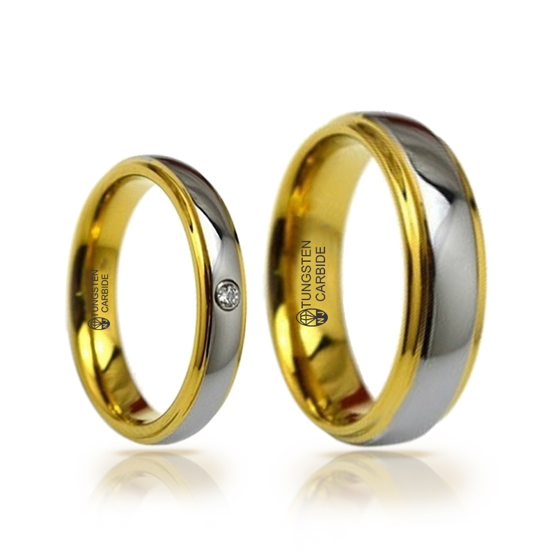 imagem SHINE ELEGANCE - ALIANÇA DE TUNGSTÊNIO COM OU SEM SWAROVSKI, MAGNETIZADAS A OURO 18K EM ALTO BRILHO