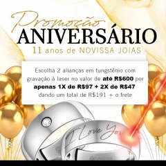 imagem ANIVERSÁRIO DE 11 ANOS NOVISSA JOIAS (*Essa promoção esta temporariamente esgotada, voltara em breve*)