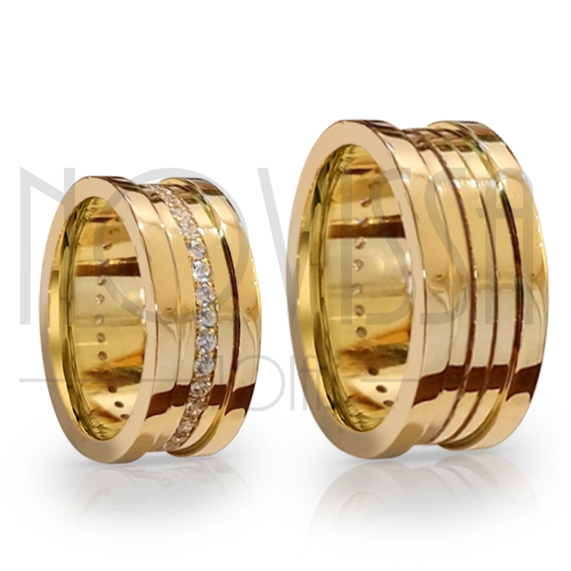 imagem OUR LUCK - LUXUOSA ALIANÇA DE PRATA 950 COM 6 CAMADAS DE BANHO OURO 18K