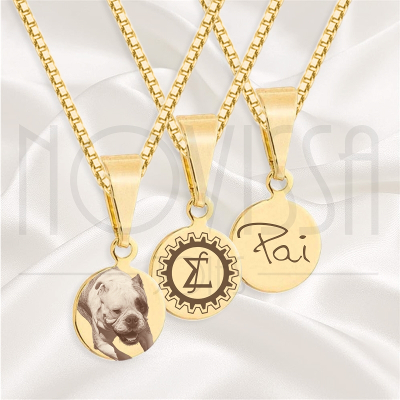 imagem CORDÃO COM MEDALHA - FOLHEADA A OURO* 0,75cm