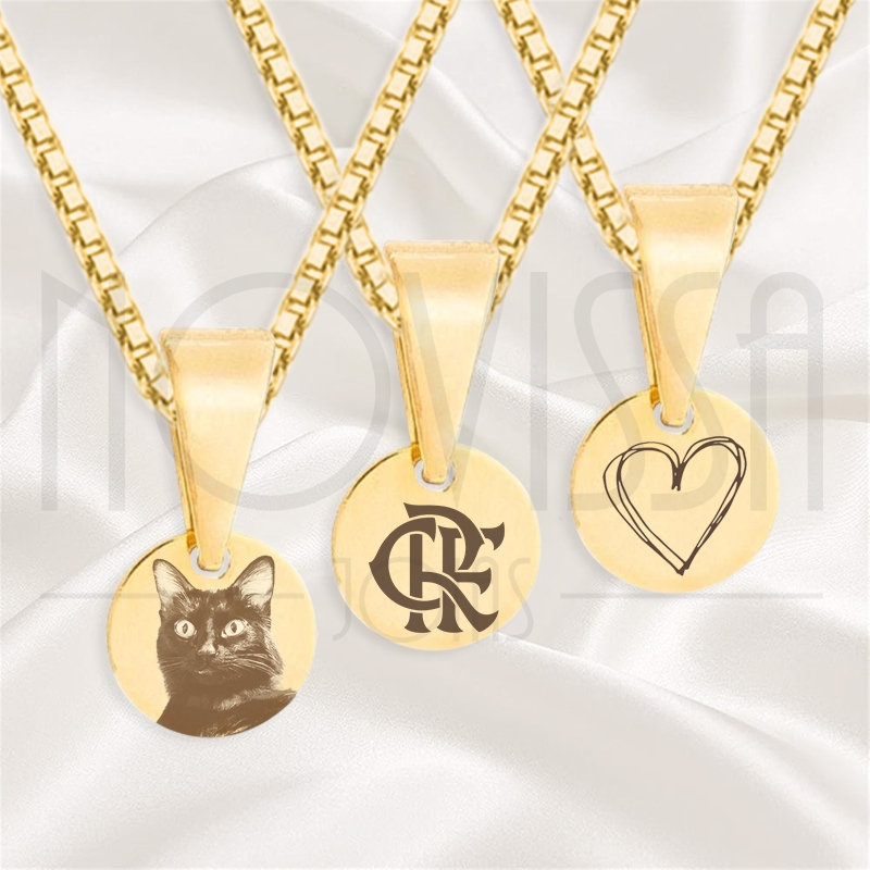 imagem CORDÃO COM MEDALHA - FOLHEADA A OURO* 1cm