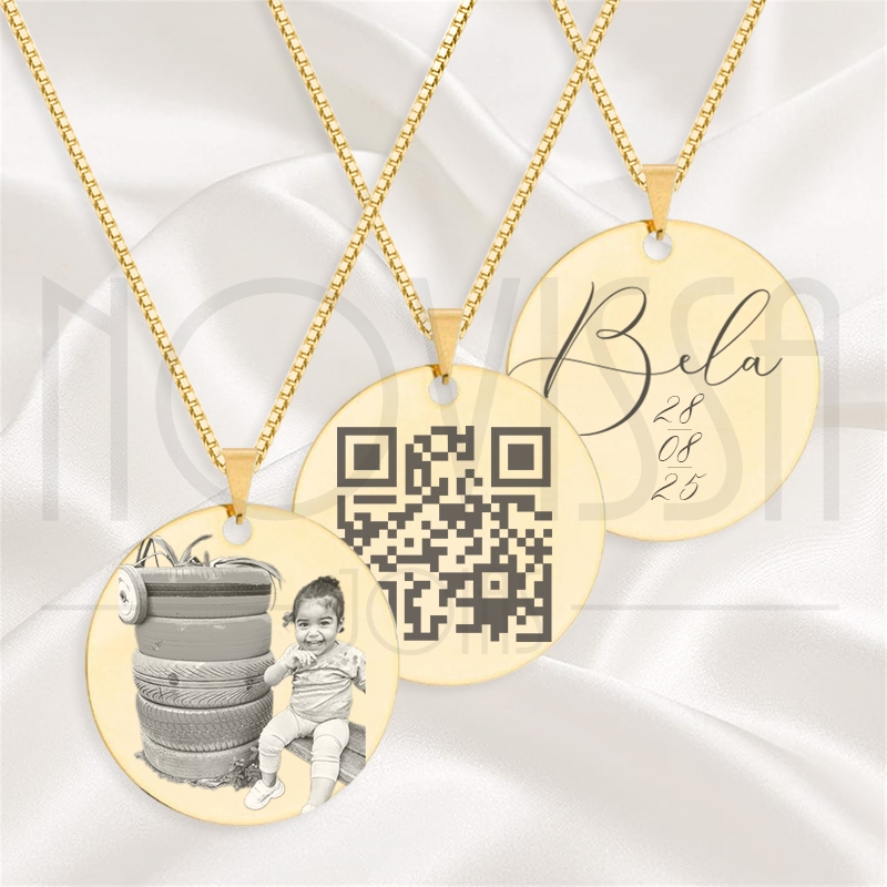 imagem CORDÃO COM MEDALHA - FOLHEADA A OURO* 2,75cm x 2,9cm