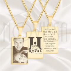 imagem CORDÃO COM MEDALHA - FOLHEADA A OURO* 2cm x 1,3cm